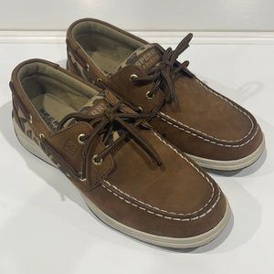 Sperry Topsider Size 4.5M Leopard Print Boat Shoes G Intrepid Chocolate YG45170A
